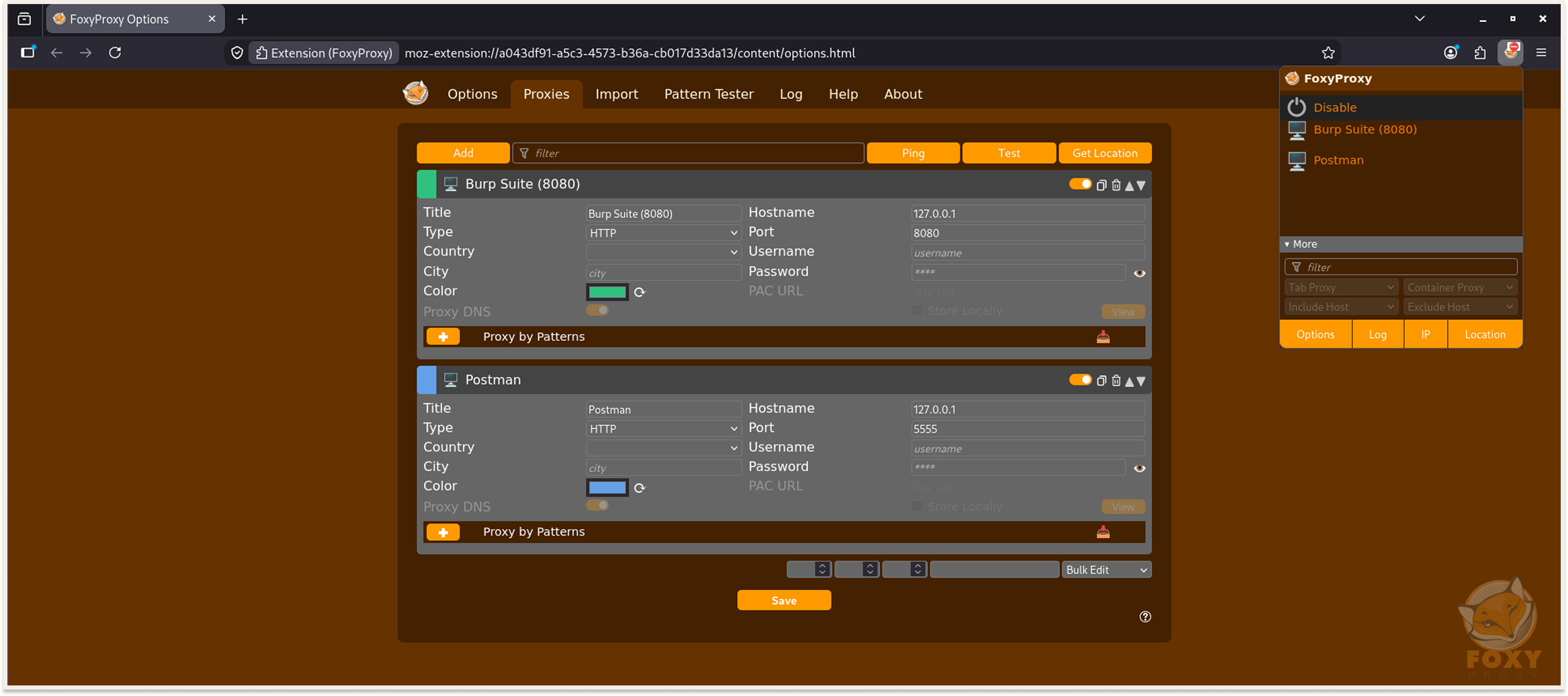 Foxyproxy-settings