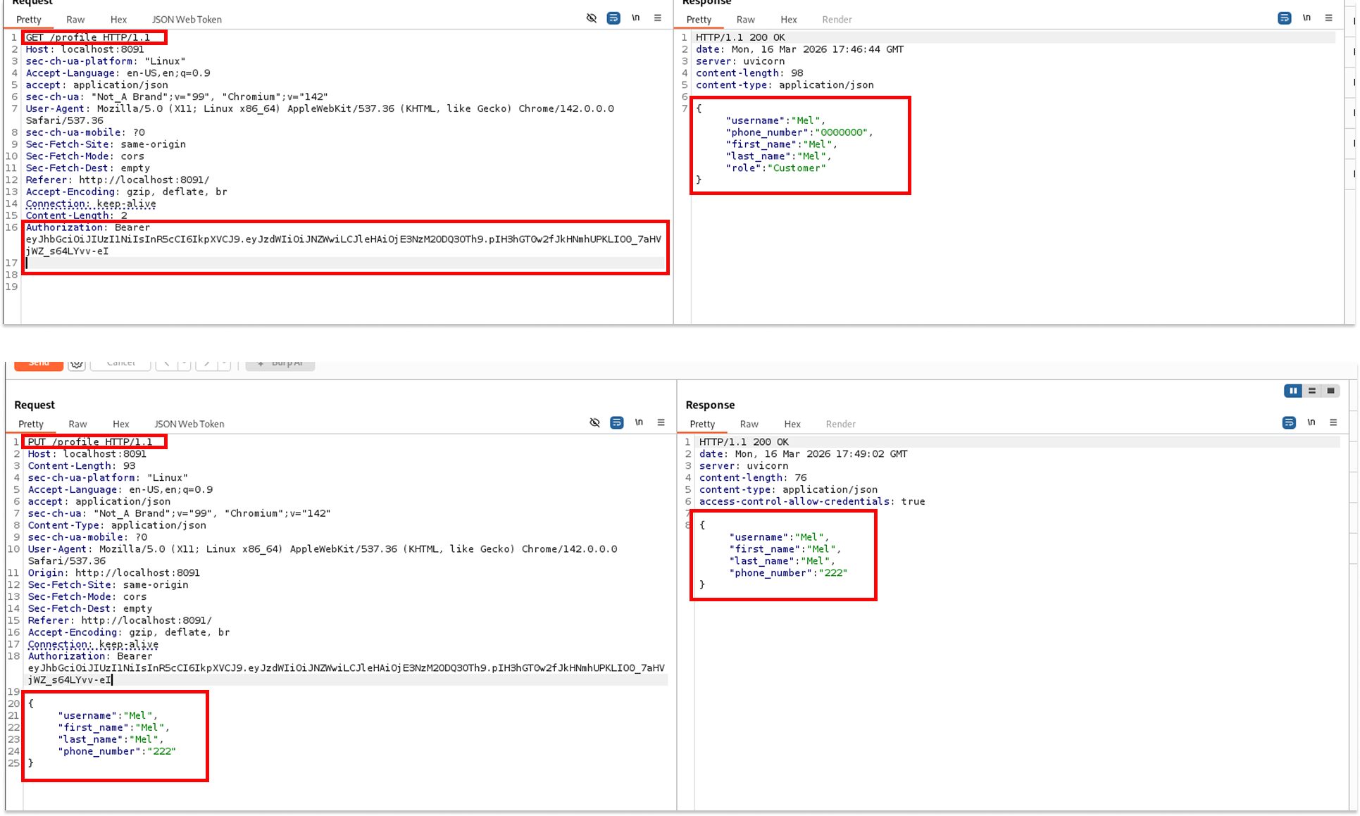 Getting and Updating Mel's profile