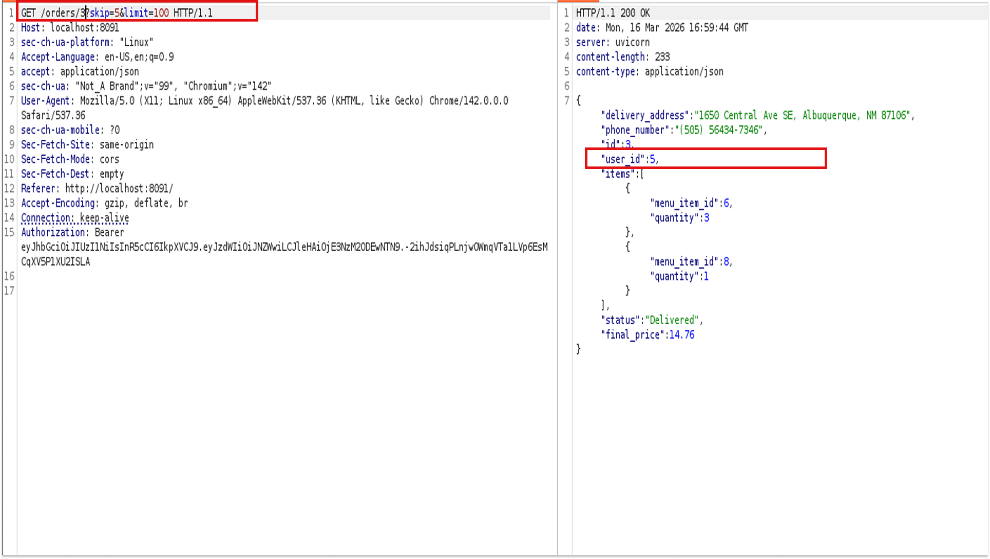 Getting orders with id 3
