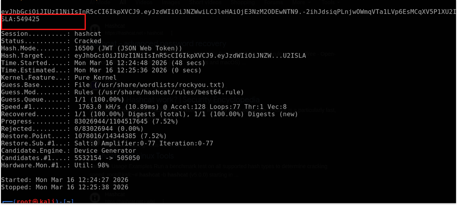 JWT Secret with hashcat