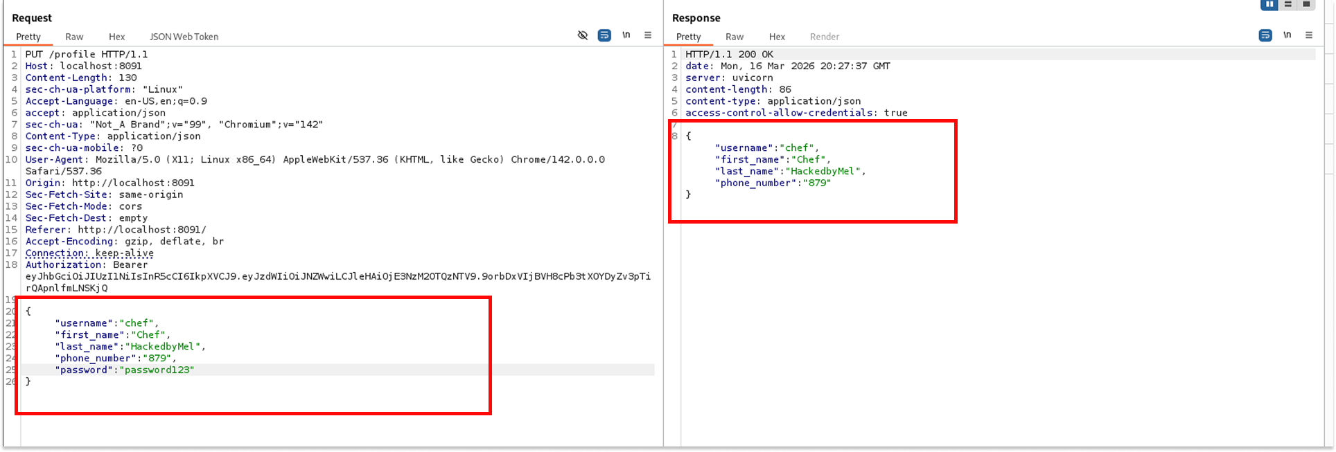Updating chef profile