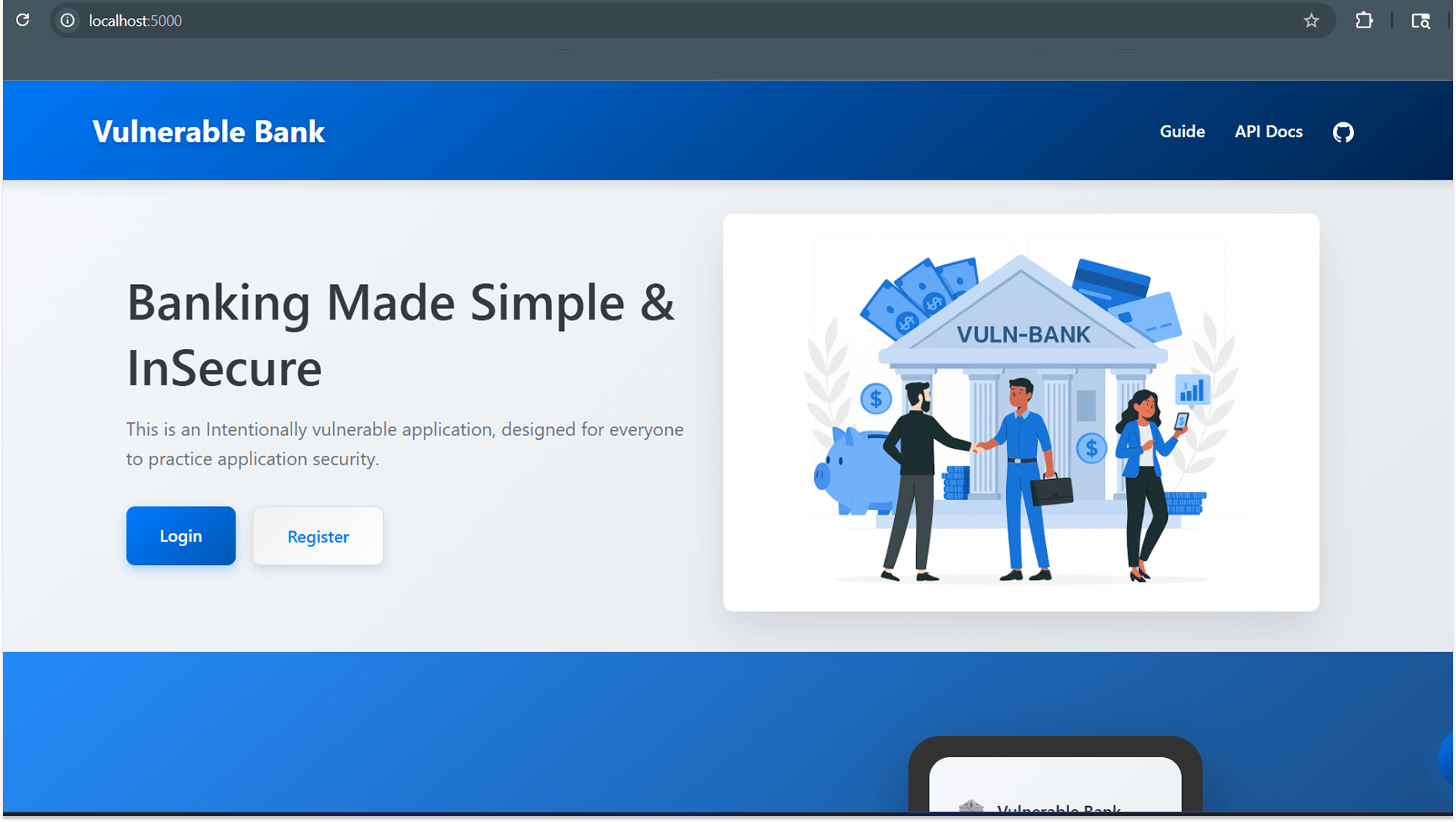 Vulnerable Bank API Landing Page