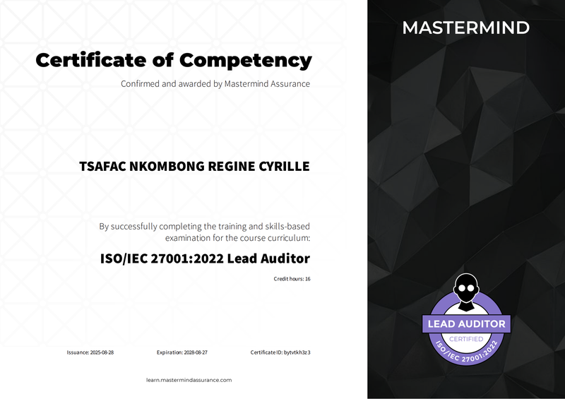 Lead Auditor Certificate - Regine