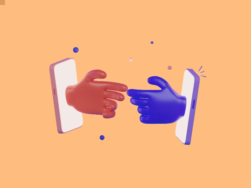 3d hands coming out from phones