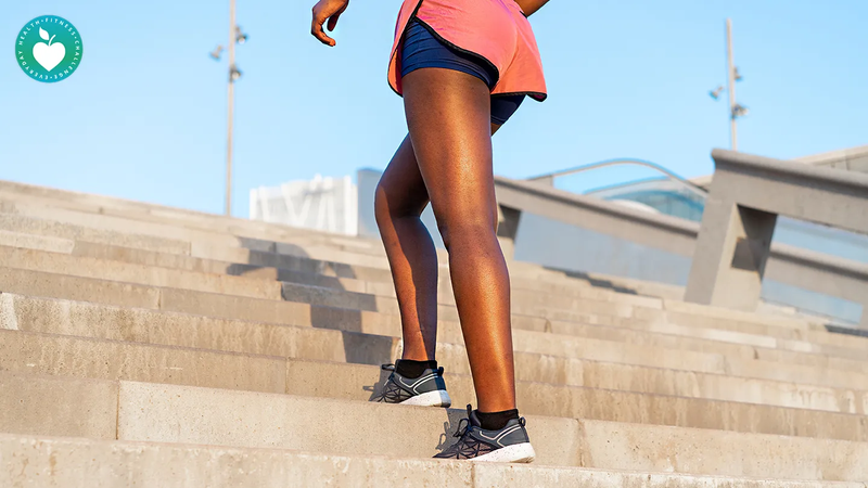 a girl walking on stairs